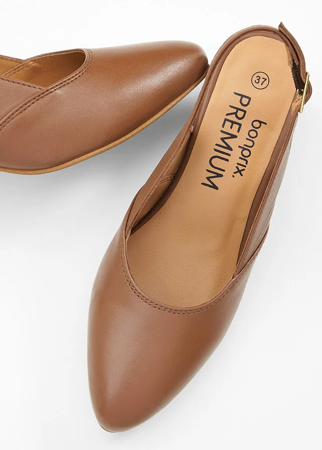 Zapatos de tacón con talón abierto Marrón coñac