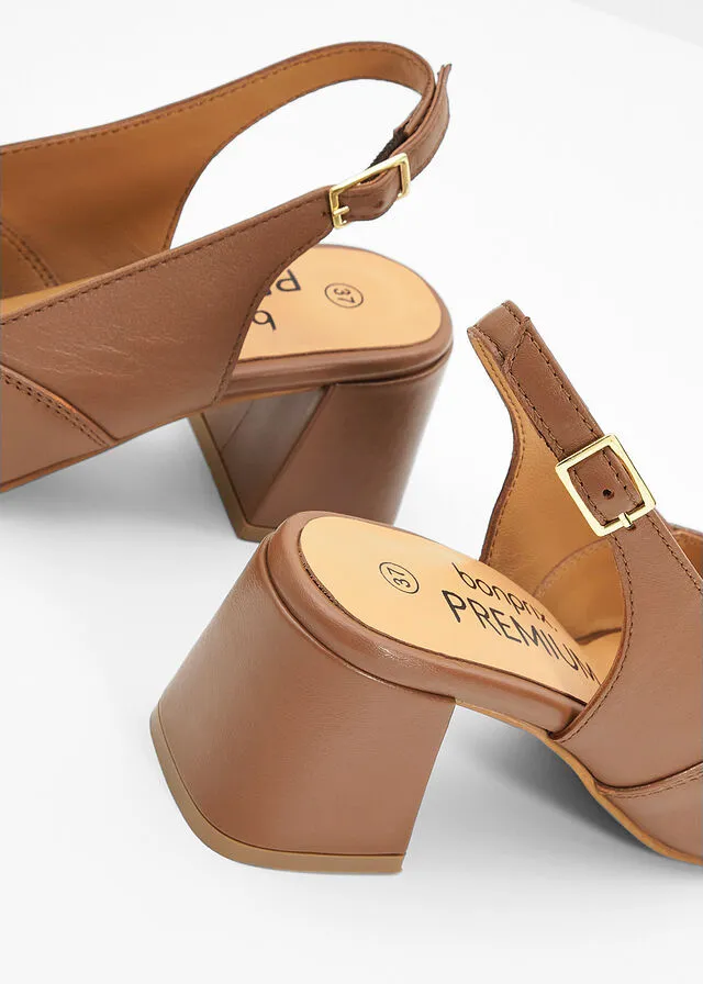 Zapatos de tacón con talón abierto Marrón coñac
