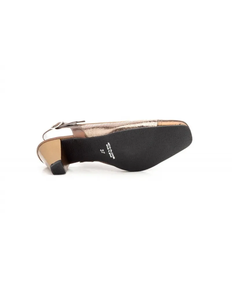 Zapatos Mujer Piel Bronce Tacón