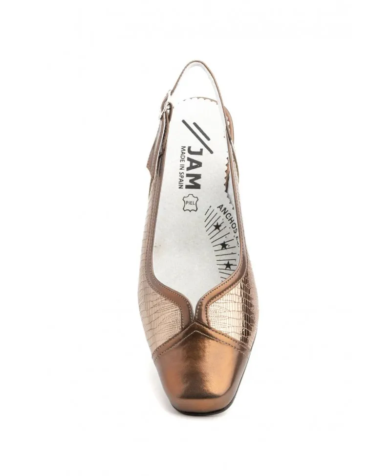 Zapatos Mujer Piel Bronce Tacón