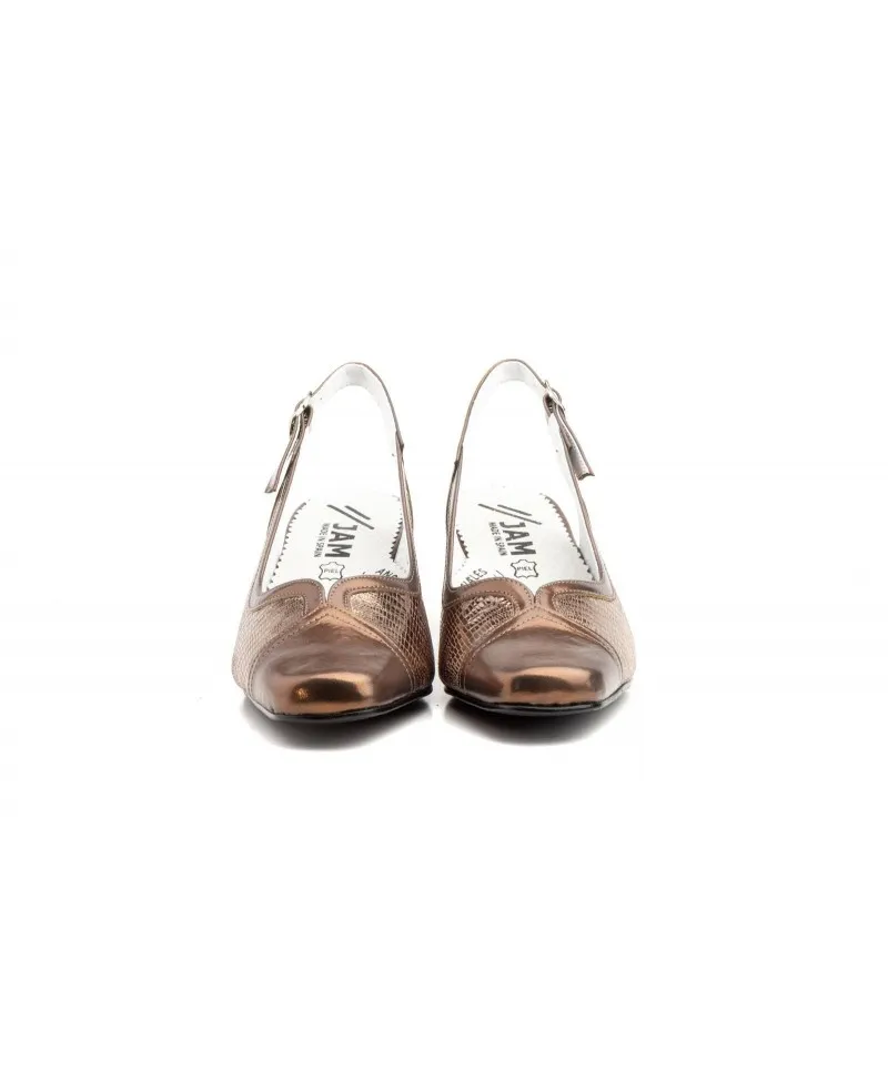Zapatos Mujer Piel Bronce Tacón