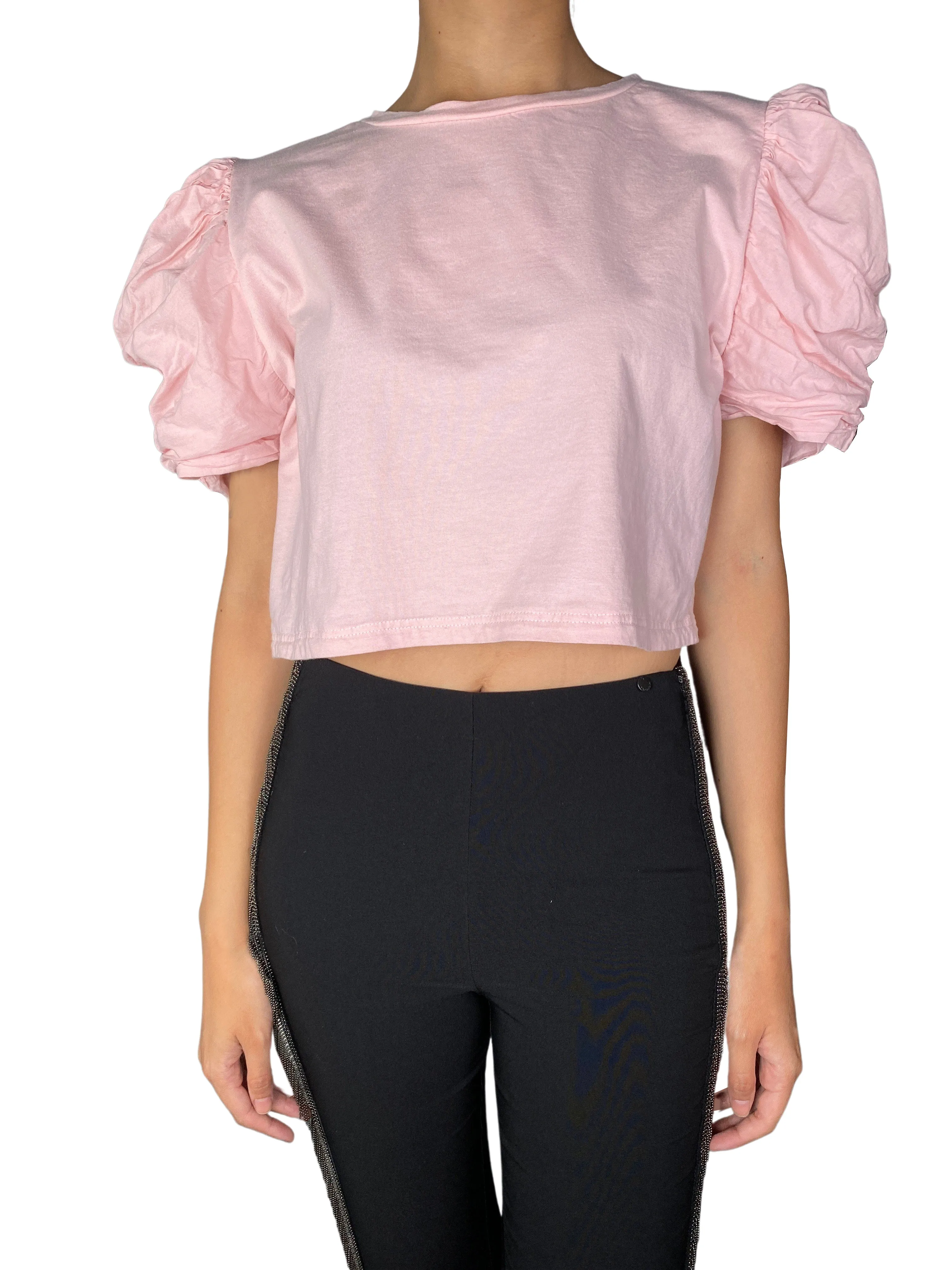 ZARA Polera Manga Abullonada Rosa