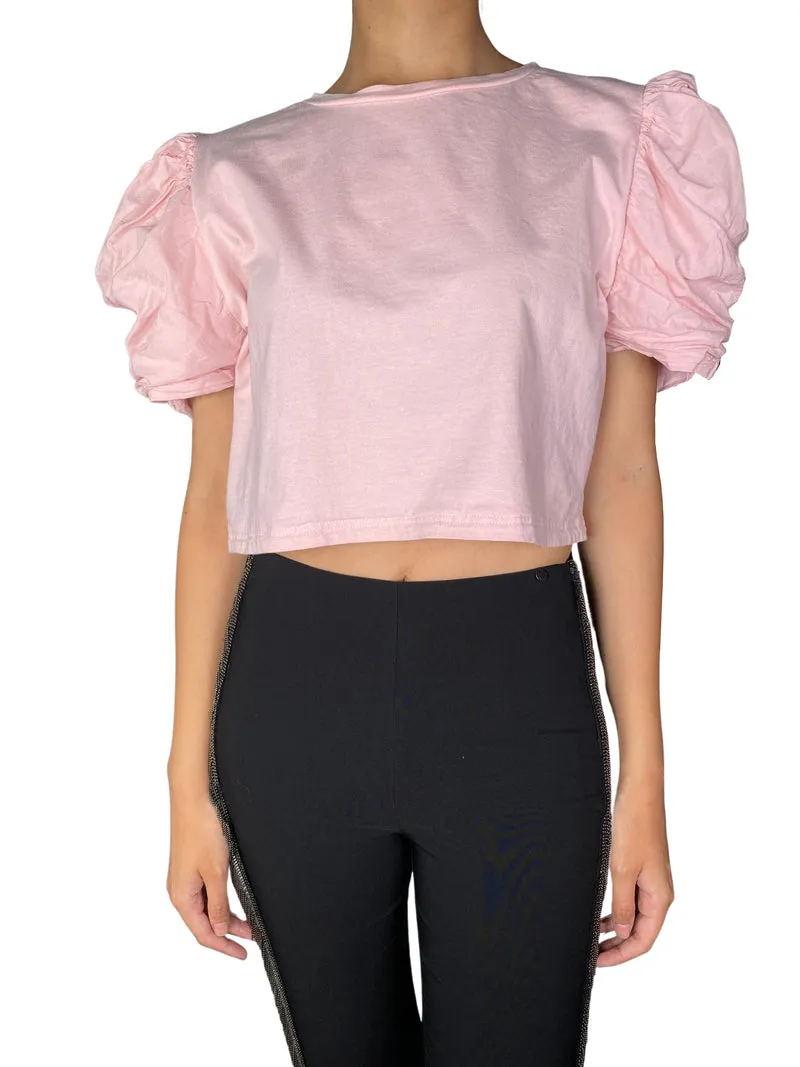 ZARA Polera Manga Abullonada Rosa