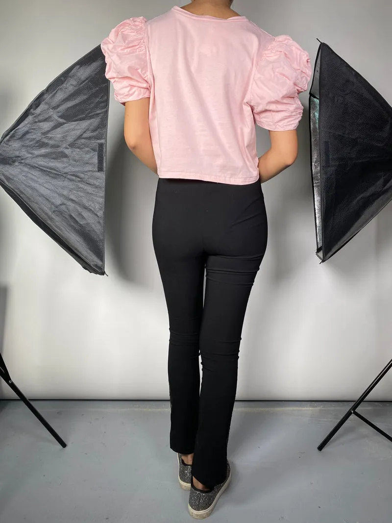 ZARA Polera Manga Abullonada Rosa